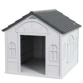 Pet House Water Resistant Puppy Shelter with Door for Indoor Outdoor, Easy to Assemble, for Small/Medium Dogs, Gray