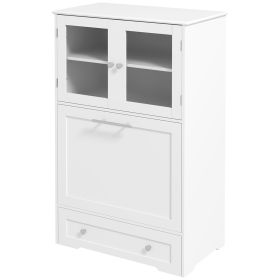 Dog Feeding Station with Two Storage Cabinets, 2 Elevated Dog Bowls, Side Hooks, Anti-tip Kit, for Feeding & Watering