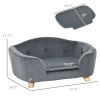 PawHut Miniature Dog / Cat Couch w/ Washable and Removable Cushion, Waterproof Cover, Gray