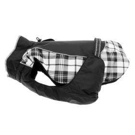 Alpine All-Weather Dog Coat (Color: Black and White Plaid, size: 4X-Large)